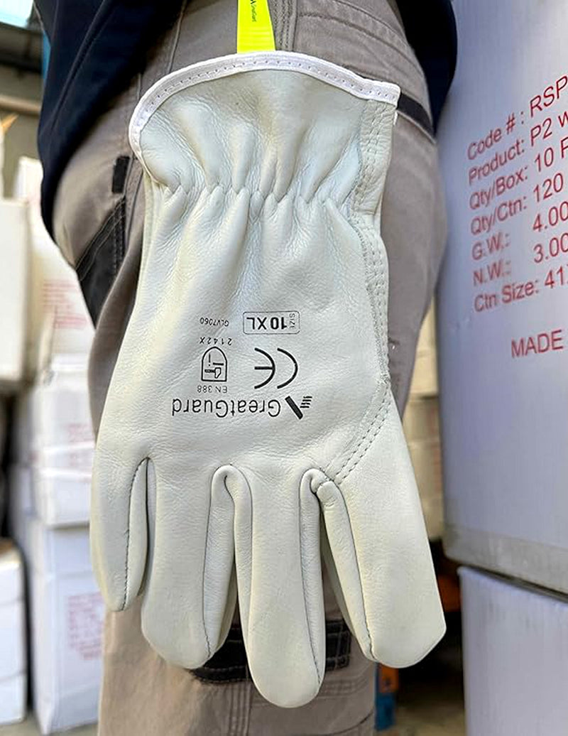 Leather Rigger Glove 1.2mm Thicker Beige Cow Grain (Pack of 12,from $3.864/pair+GST)