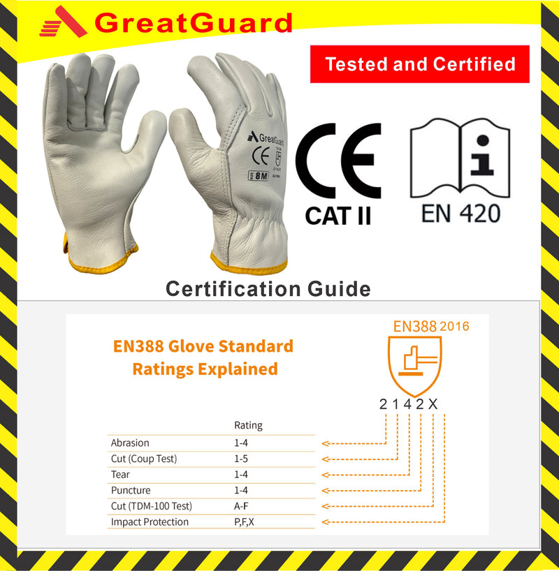 Leather Rigger Glove 1.2mm Thicker Beige Cow Grain (Pack of 12,from $3.864/pair+GST)