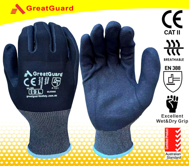 Work Safety Gloves SuperShield Sandy Foam Nitrile Glove 12/72/144/432 Pairs (Pack of 12,from $1.87/pair)