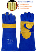 Welding Gloves Premium Blue Gold Double Kevlar Stitched