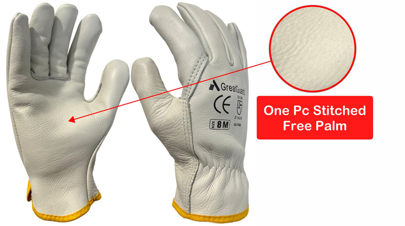 Leather Rigger Glove 1.2mm Thicker Beige Cow Grain (Pack of 12,from $3.864/pair+GST)