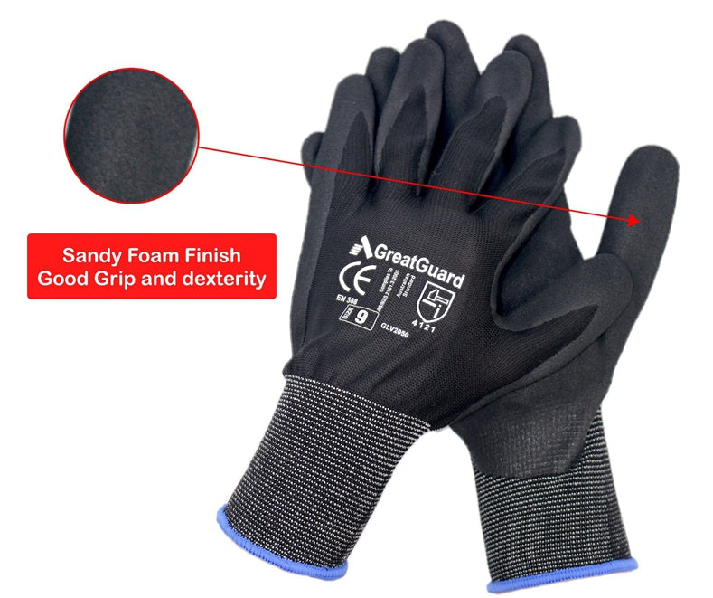 Work Safety Gloves SuperShield Sandy Foam Nitrile Glove 12/72/144/432 Pairs (Pack of 12,from $1.87/pair)