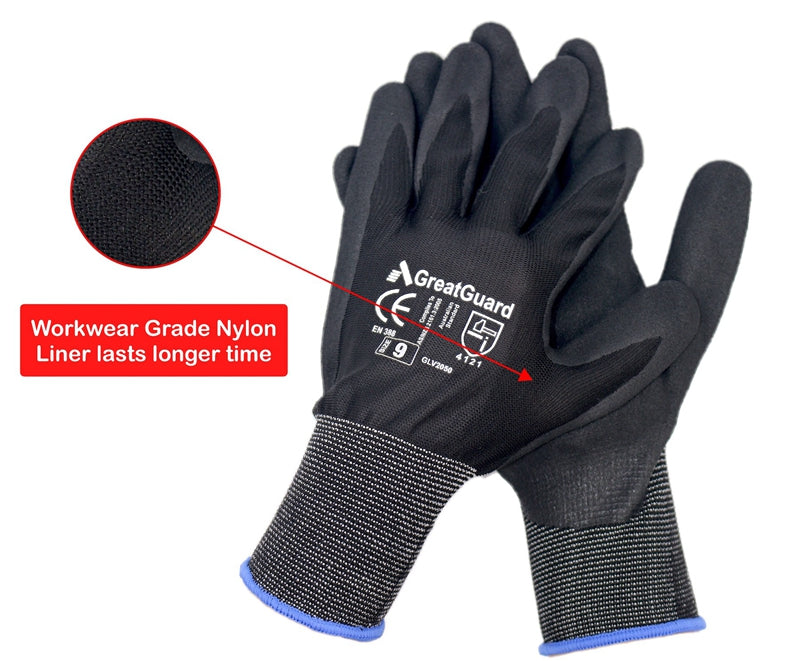 Work Safety Gloves SuperShield Sandy Foam Nitrile Glove 12/72/144/432 Pairs (Pack of 12,from $1.87/pair)